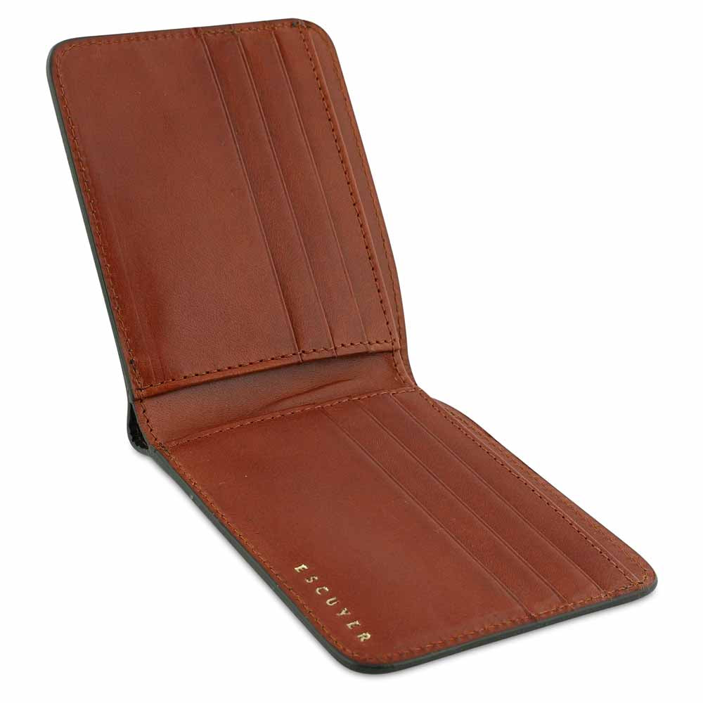 Leather Billfold Wallet - Green / Cognac - Escuyer
