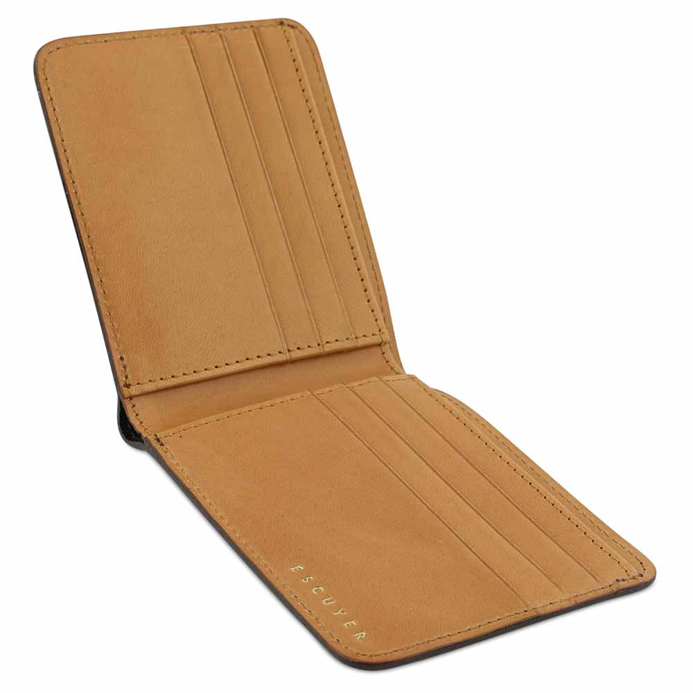 Leather Billfold Wallet - Khaki / Natural - Escuyer