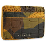 Interior view of Escuyer crocodile camouflage cardholder — card slots and centre compartment