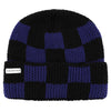 Warm Checkered Merino Wool Beanie Black / Blue