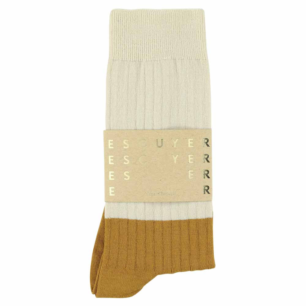 Men Colour Block Socks Ecru / Mustard detail - Escuyer