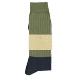 Men Colour Block Socks Olive / Indigo - Escuyer