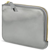 Escuyer Argent Métallisé zip wallet open — interior card sleeve and cash compartment