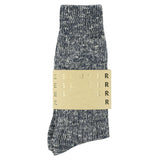 Escuyer flame blue melange socks, crew length, made in Portugal