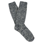 Flame blue melange crew socks by Escuyer, slub-knit combed cotton