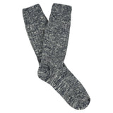 Flame blue melange crew socks by Escuyer, slub-knit combed cotton