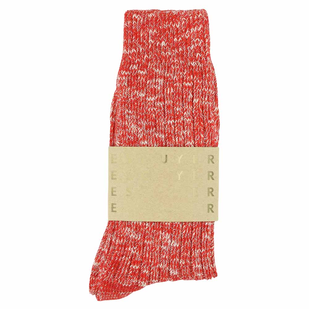 Escuyer orange melange socks, mid-height crew, made in Portugal