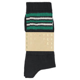 Escuyer Men's 5 Stripes Socks black green ecru — hand-linked toe, soft Italian cotton yarn, made in Portugal