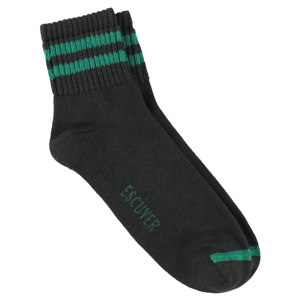 Men Ankle Socks Off Black and Green, summer socks made of cotton and crafted in Portugal