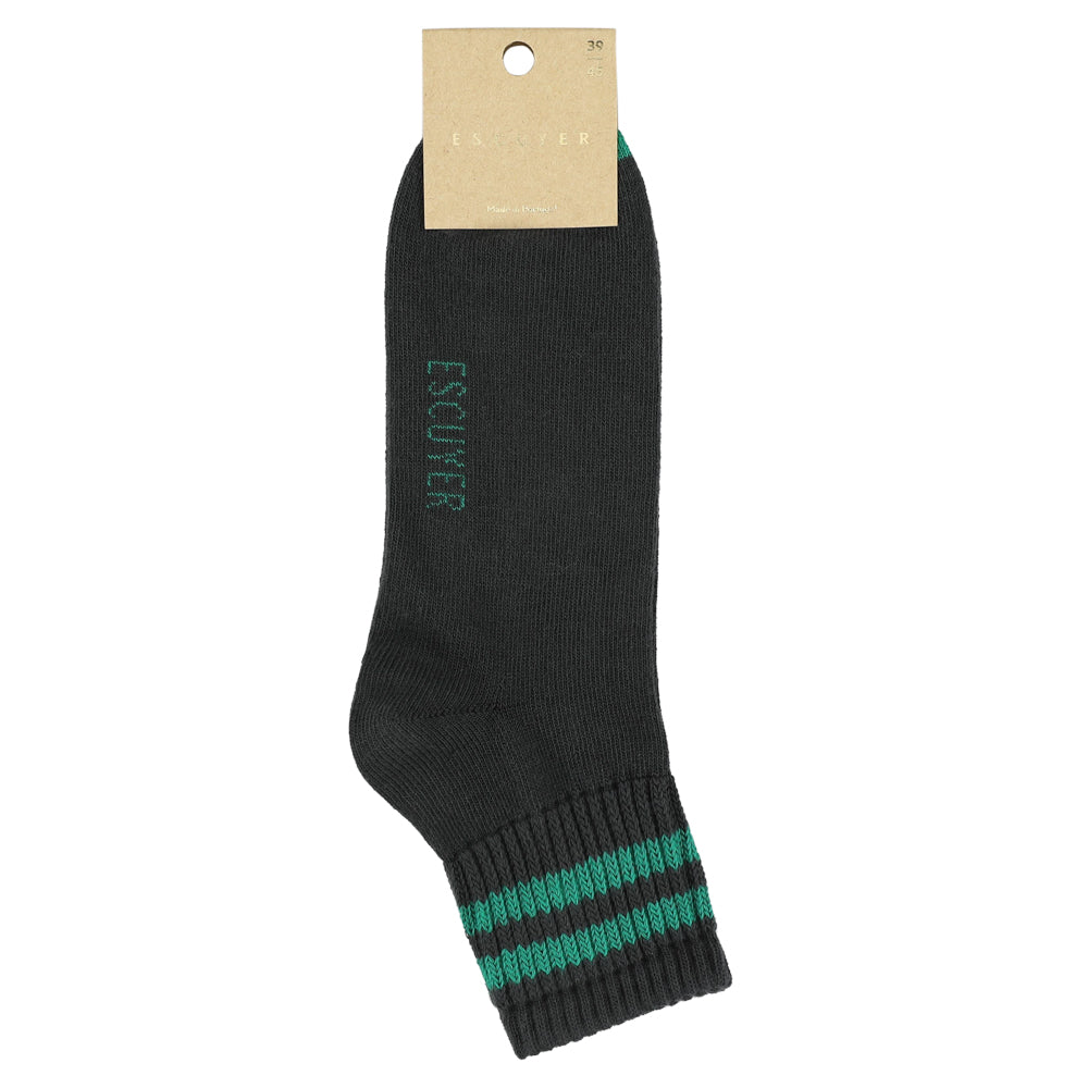 Men Ankle Socks Off Black and Green, summer socks made of cotton and crafted in Portugal