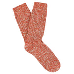 Dark orange melange crew socks by Escuyer, slub-knit combed cotton