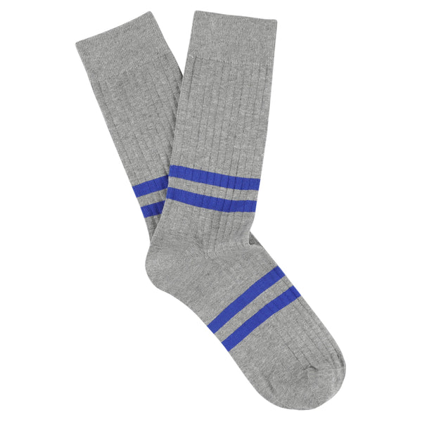 Classic Stripes Socks Grey and Blue made of cotton in Portugal