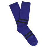 Men's Striped Socks Electric Blue & Black — Italian Cotton, Made in Portugal — Escuyer