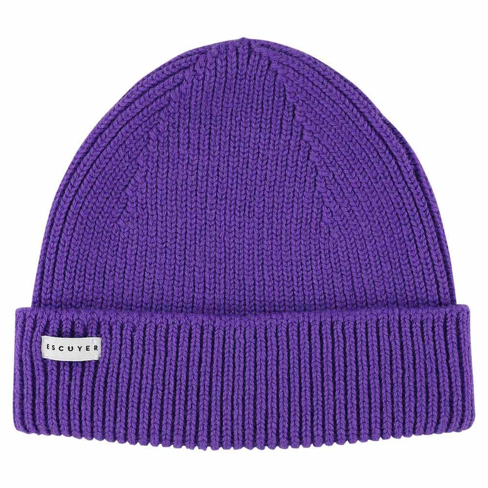 Purple ribbed merino wool beanie by Escuyer