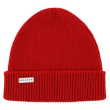 Red ribbed merino wool beanie by Escuyer