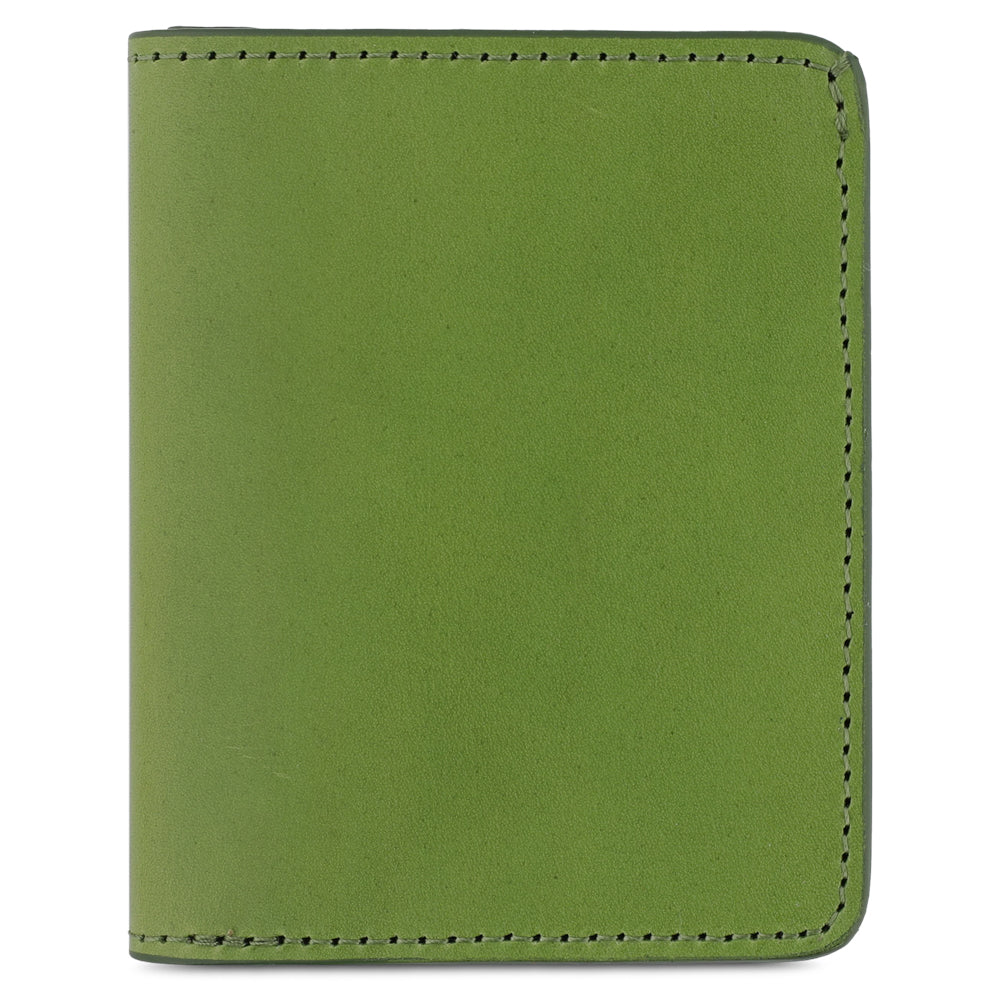 Escuyer jungle green slim leather wallet — Italian vegetable tanned leather, front view
