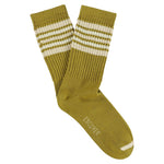Escuyer Women's 5 Stripes Socks in gold and ecru — vintage athletics design, knitted on vintage machines in Portugal