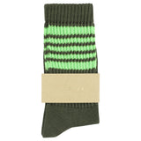Escuyer Women's 5 Stripes Socks green flash — hand-linked toe, soft Italian cotton yarn, made in Portugal