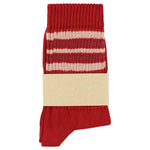 Escuyer Women's 5 Stripes Socks red pink bordeaux — hand-linked toe, soft Italian cotton yarn, made in Portugal