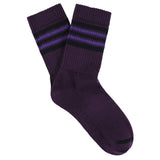 Escuyer Women's 5 Stripes Socks in violet, blue and purple — vintage athletics design, knitted on vintage machines in Portugal