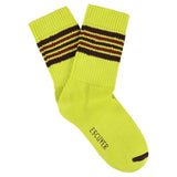 Escuyer Women's 5 Stripes Socks in yellow, violet and wine — vintage athletics design, knitted on vintage machines in Portugal