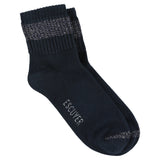 Escuyer Women Lurex Ankle Socks in Blue with Silver shimmer — cotton blend with lurex yarn, hand-linked toe, made in Portugal