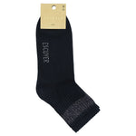 Close-up of Escuyer Women Lurex Ankle Socks Blue / Silver — metallic silver stripe detail at the cuff