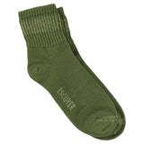 Escuyer Women Lurex Ankle Socks in Green with Gold shimmer — cotton blend with lurex yarn, hand-linked toe, made in Portugal