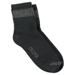 Escuyer Women Lurex Ankle Socks in Off Black with Silver shimmer — cotton blend with lurex yarn, hand-linked toe, made in Portugal