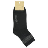 Close-up of Escuyer Women Lurex Ankle Socks Off Black / Silver — sleek metallic stripe detail at the cuff