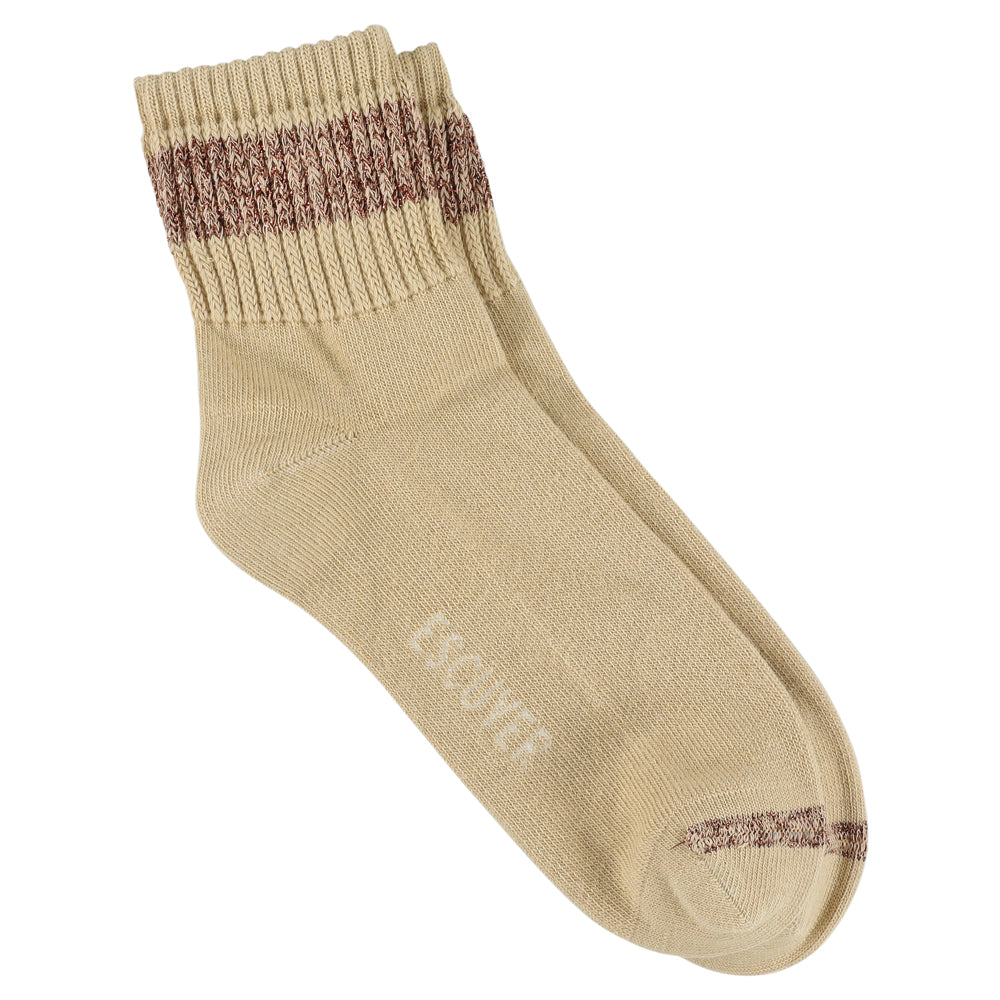 Escuyer Women Lurex Ankle Socks in Pink with Bronze shimmer — cotton blend with lurex yarn, hand-linked toe, made in Portugal