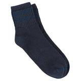 Escuyer Women Striped Ankle Socks in Blue and Blue — cotton blend, hand-linked toe, made in Portugal