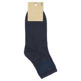 Close-up of Escuyer Women Striped Ankle Socks Blue / Blue — tonal depth stripe at the cuff