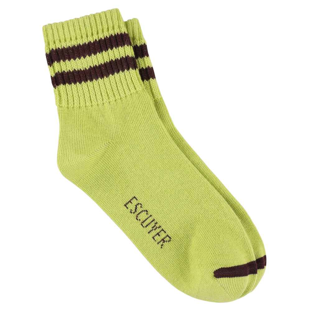 Women Stripes Ankle Socks - Green / Bordeaux