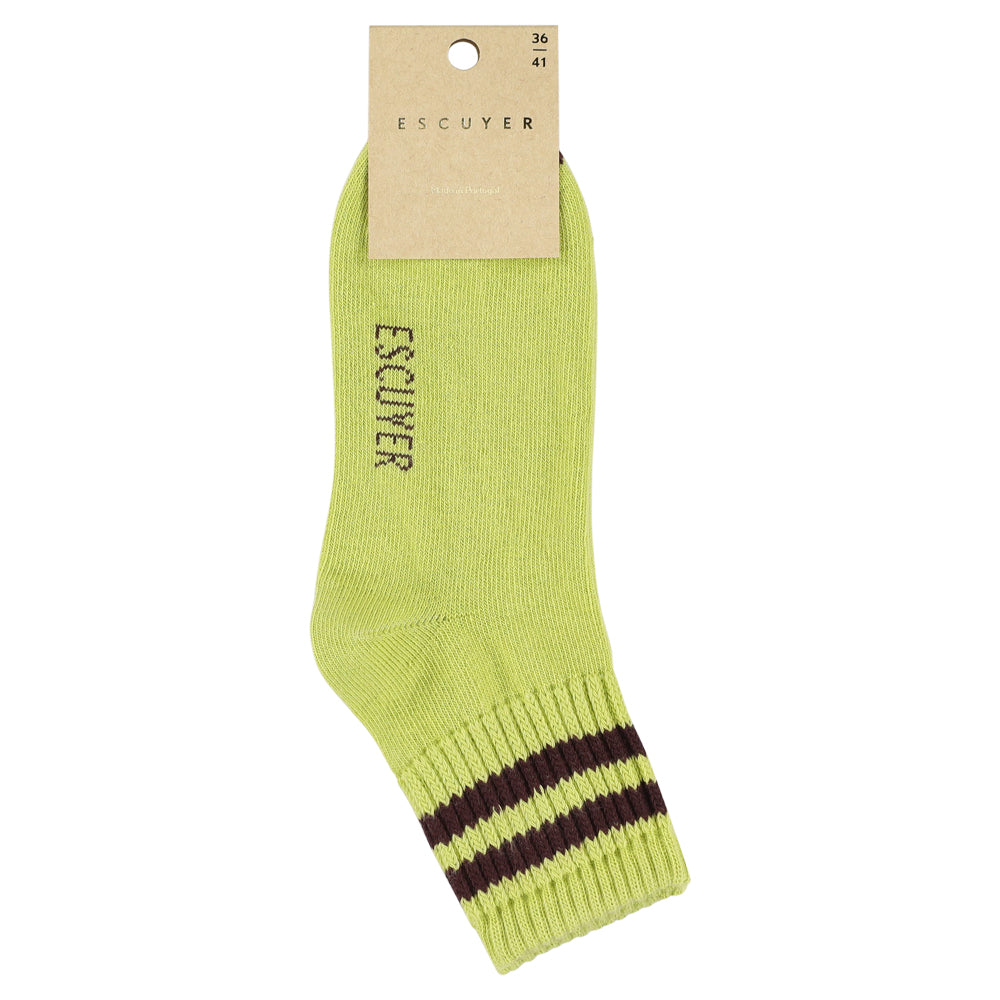 Women Stripes Ankle Socks - Green / Bordeaux