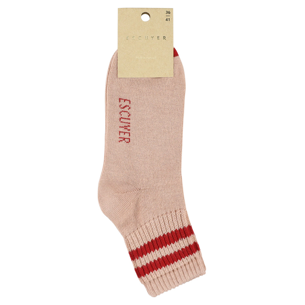 Women Stripes Ankle Socks - Pink / Red made of cotton in Portugal