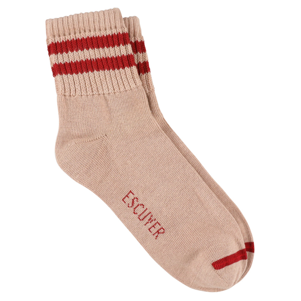Women Stripes Ankle Socks - Pink / Red made of cotton in Portugal