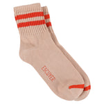 Escuyer Women Striped Ankle Socks in Pink and Orange — cotton blend, hand-linked toe, made in Portugal