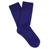 Escuyer Women Classic Ribbed Socks in Bright Blue – folded pair on white background