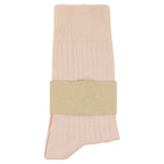 Escuyer Women Classic Ribbed Socks in Pink – label detail, made in Portugal