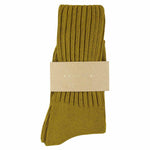 Women's ribbed crew socks in bronze, slub cotton, made in Portugal by Escuyer