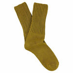 Women's ribbed crew socks in bronze, slub cotton, made in Portugal by Escuyer