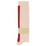 Close-up of Escuyer pink and red combed cotton knee high socks with hand-linked toe