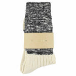 Escuyer women's black and ecru colour-blocked crew socks, made in Portugal