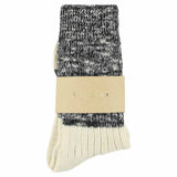 Escuyer women's black and ecru colour-blocked crew socks, made in Portugal