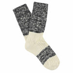 Women's black and ecru colour-block melange socks by Escuyer, combed cotton, made in Portugal
