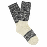 Women's black and ecru colour-block melange socks by Escuyer, combed cotton, made in Portugal