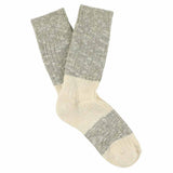 Women's light grey and ecru colour-block melange socks by Escuyer, combed cotton, made in Portugal
