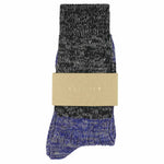 Escuyer women's off-black and bright blue colour-blocked crew socks, made in Portugal