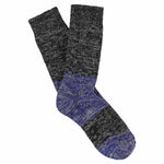 Women's off-black and bright blue colour-block melange socks by Escuyer, combed cotton, made in Portugal